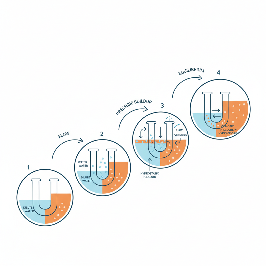 농도 차이가 압력으로 바뀌는 4단계 과정
