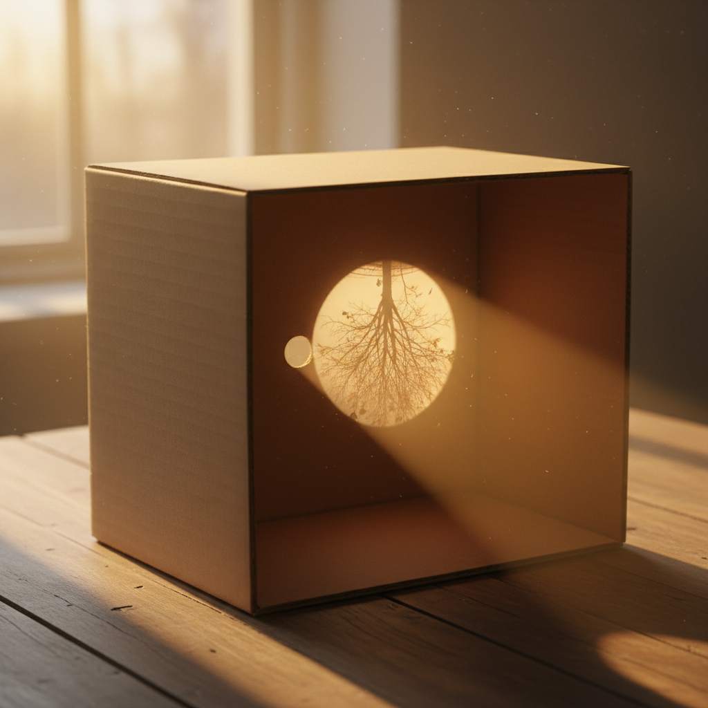 작은 구멍 하나로 바깥 풍경이 거꾸로 보이는 걸 발견했지