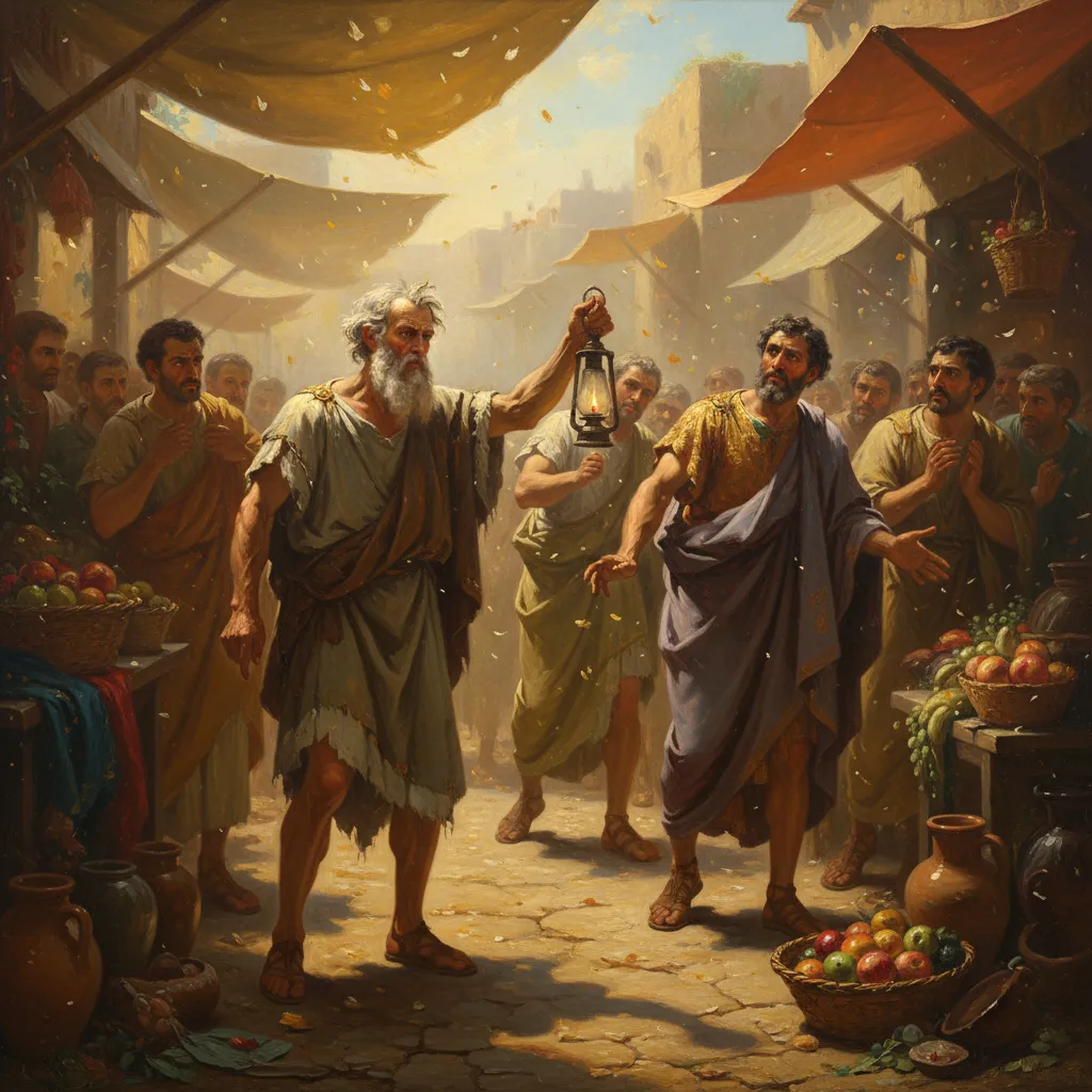 ## 대낮에 등불을 들고 사람을 찾아다닌 퍼포먼스