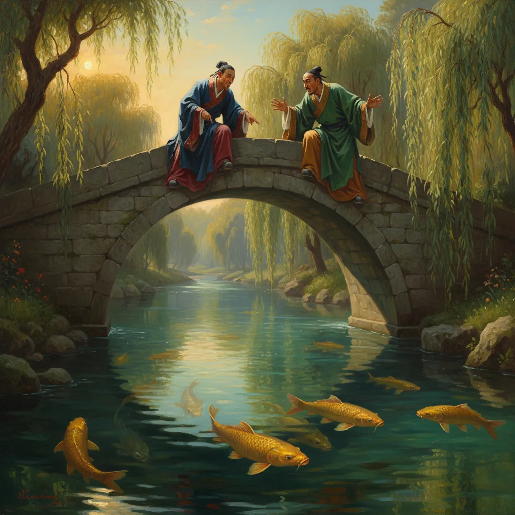 ## 호수 위 다리에서 장자와 물고기의 즐거움을 놓고 싸웠다