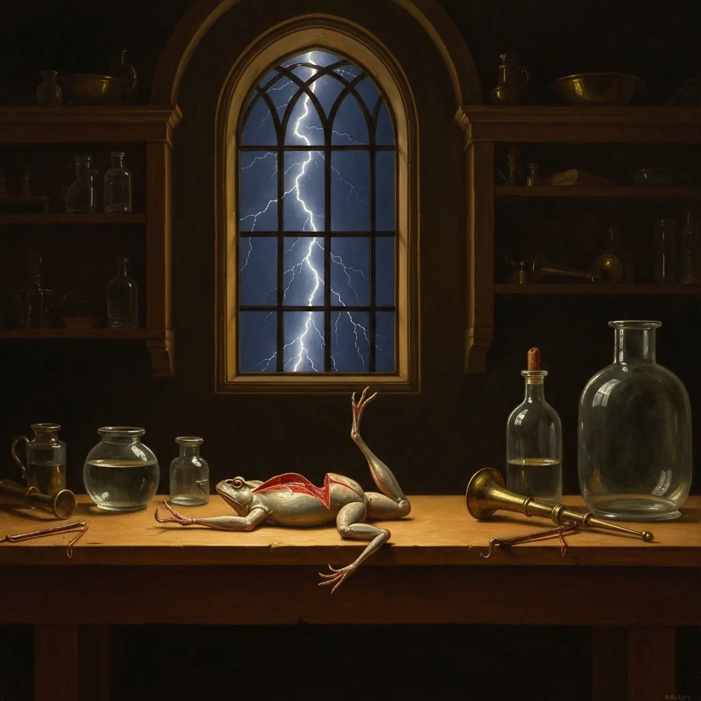 번개가 치던 밤, 개구리 다리가 움찔했다