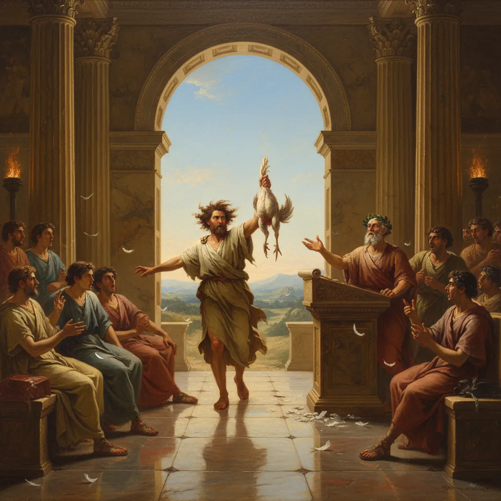 ## 플라톤의 강의실을 부순 뽑은 닭 한 마리