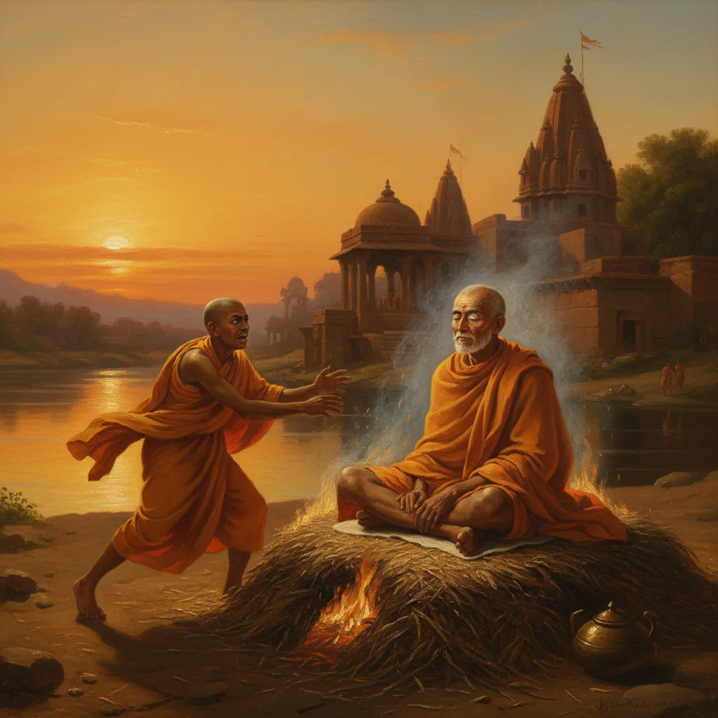 샹카라가 도착했을 때 불은 이미 타고 있었다