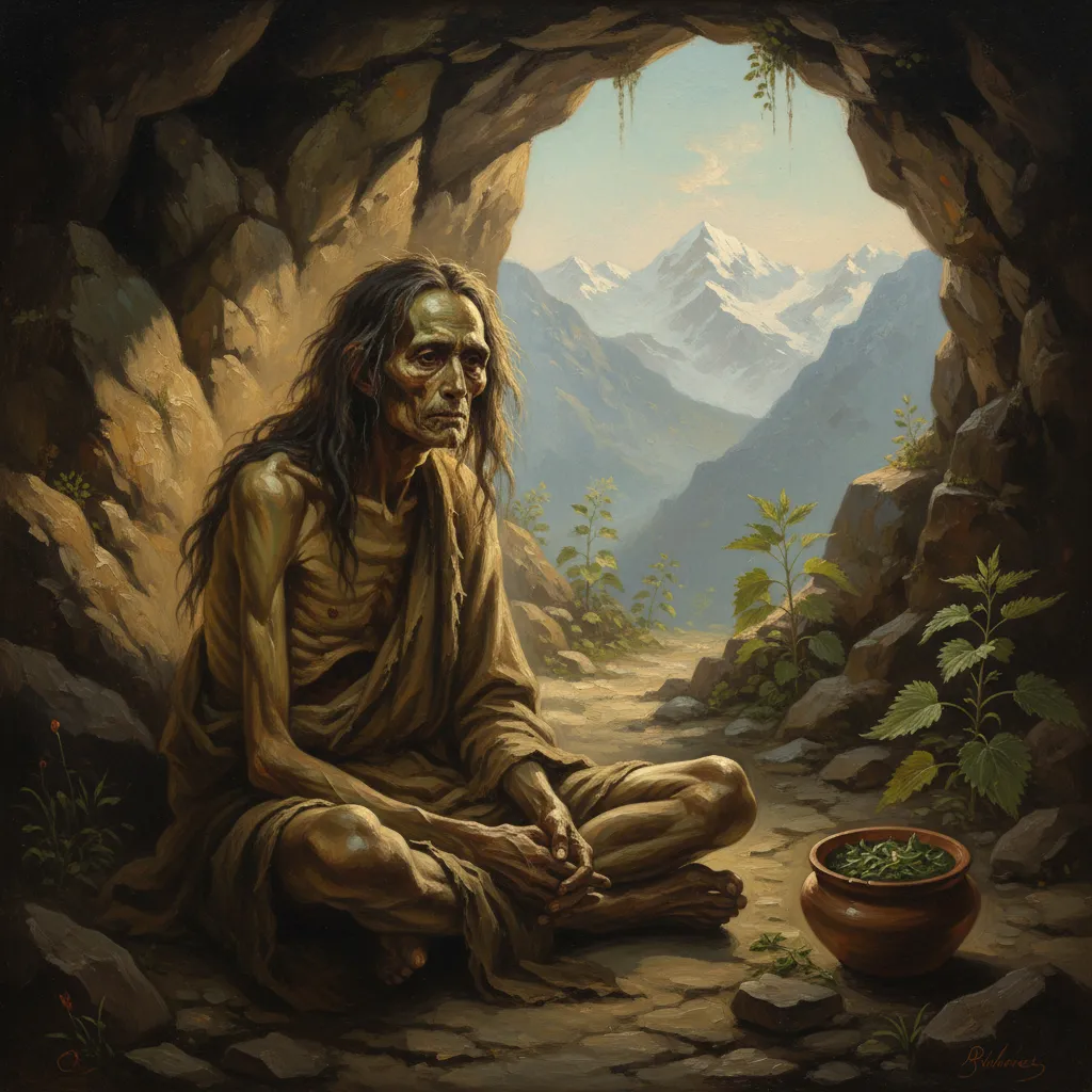 ## 피부가 초록빛으로 변한 동굴의 수행자