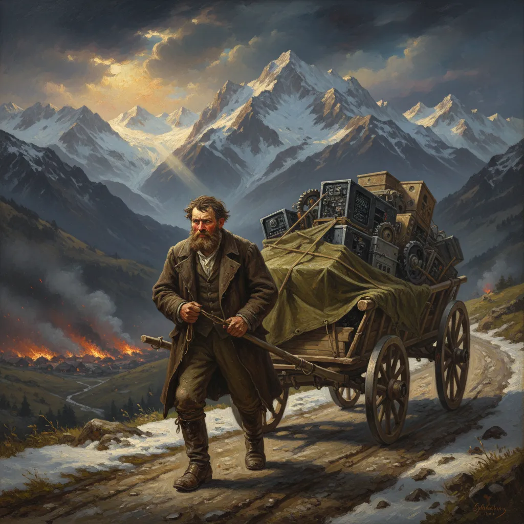 그는 무너지는 독일을 가로질러 컴퓨터를 마차에 싣고 도망쳤다