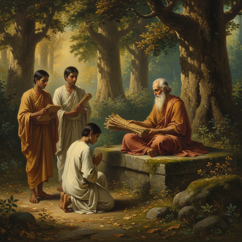 비야사의 네 제자, 베다를 나눠 짊어지다