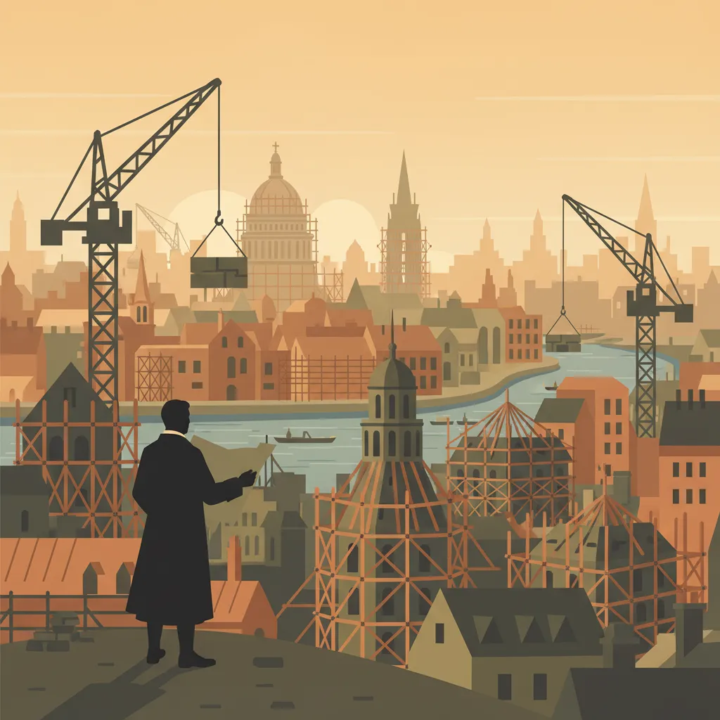 런던이 불탔을 때, 그는 자를 들었다