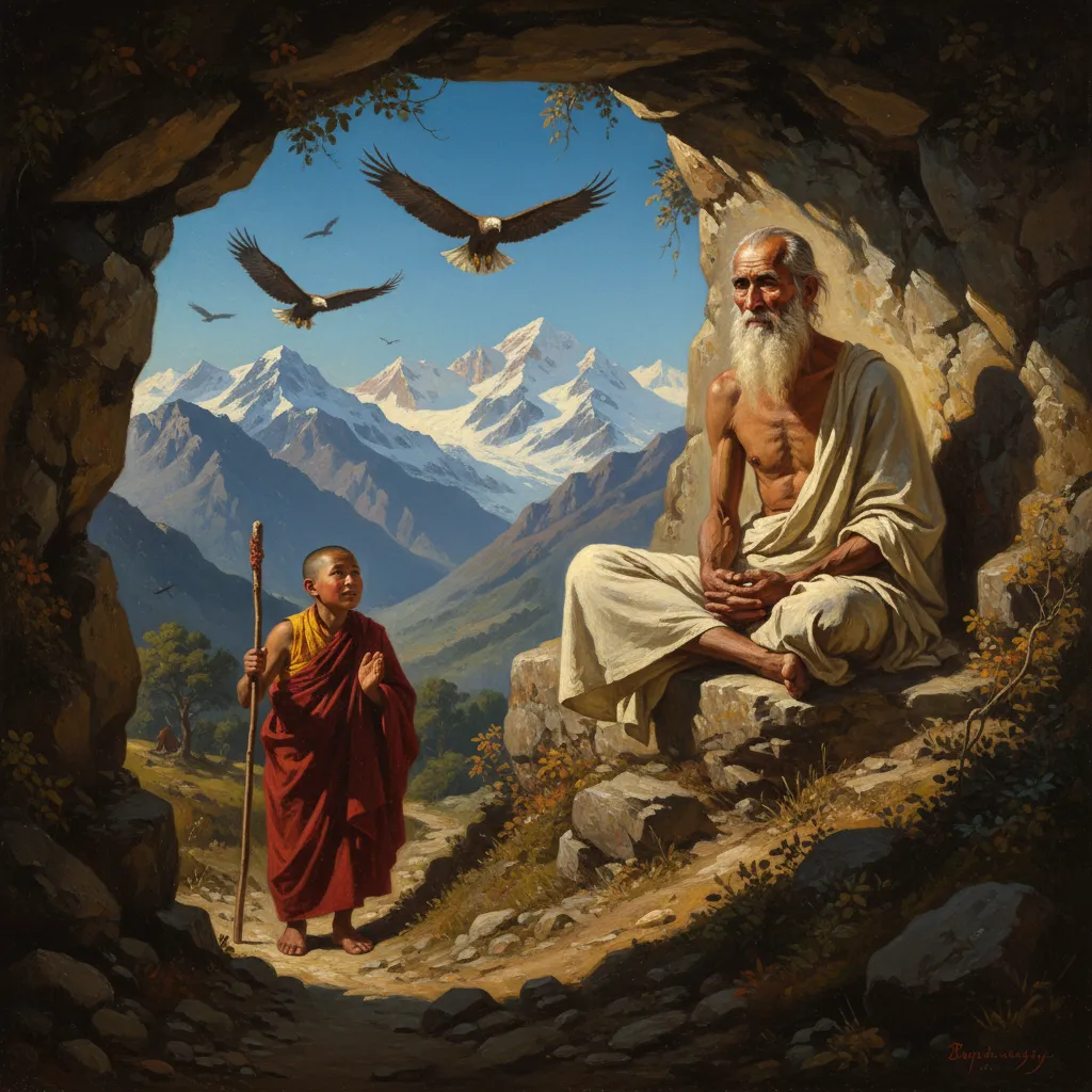 ## 동굴 속 노인 밀라레파 — 스승과의 만남