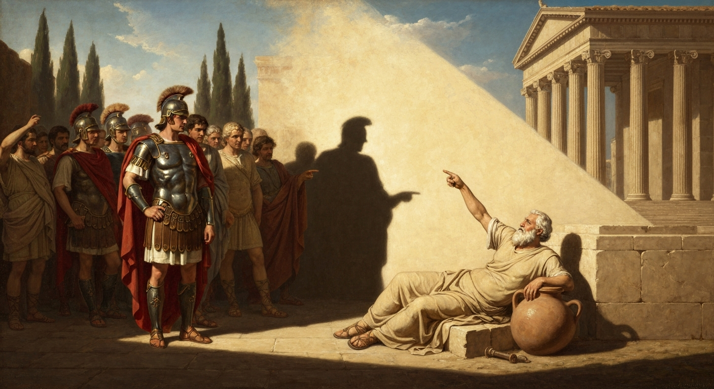 ## 알렉산드로스 대왕이 찾아왔고 디오게네스는 햇빛을 요구했다