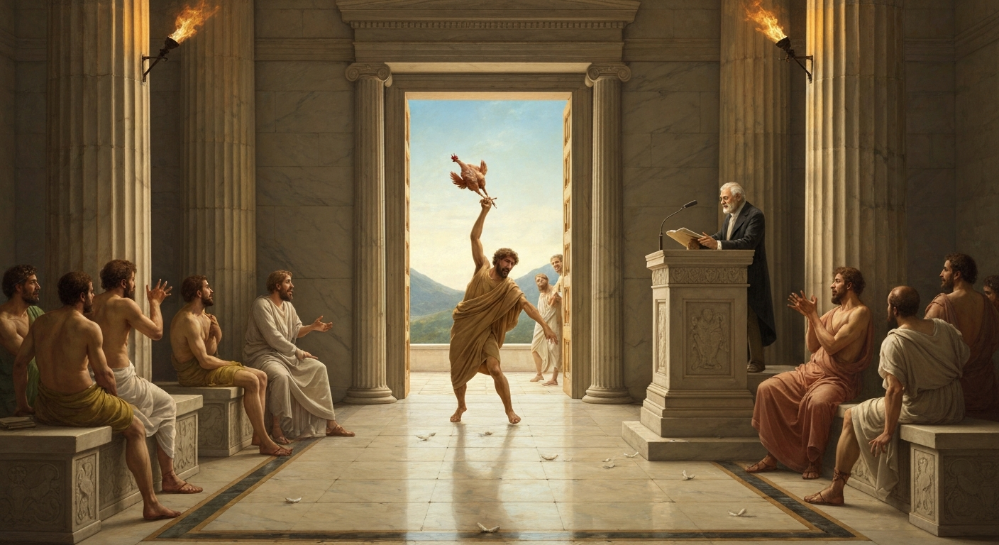 ## 플라톤의 강의실을 부순 뽑은 닭 한 마리