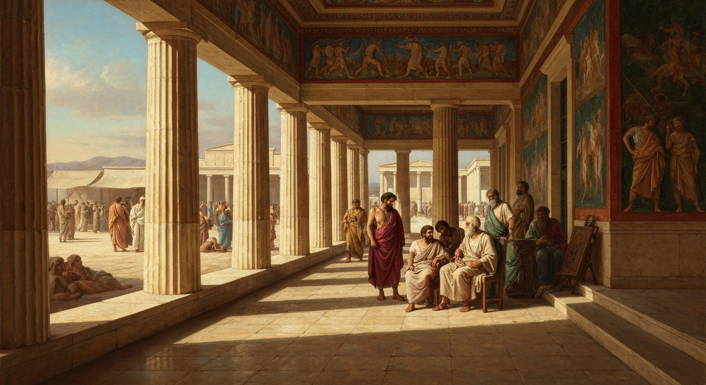 ## 강의실 하나 빌릴 돈이 없어서 택한 공공 복도가 철학의 이름이 되었다