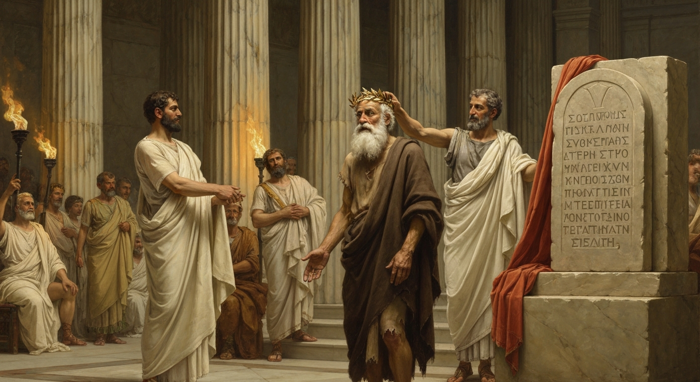 ## 금도 명예도 '상관없는 것'이라 가르친 외국인에게 아테네가 금관을 씌웠다