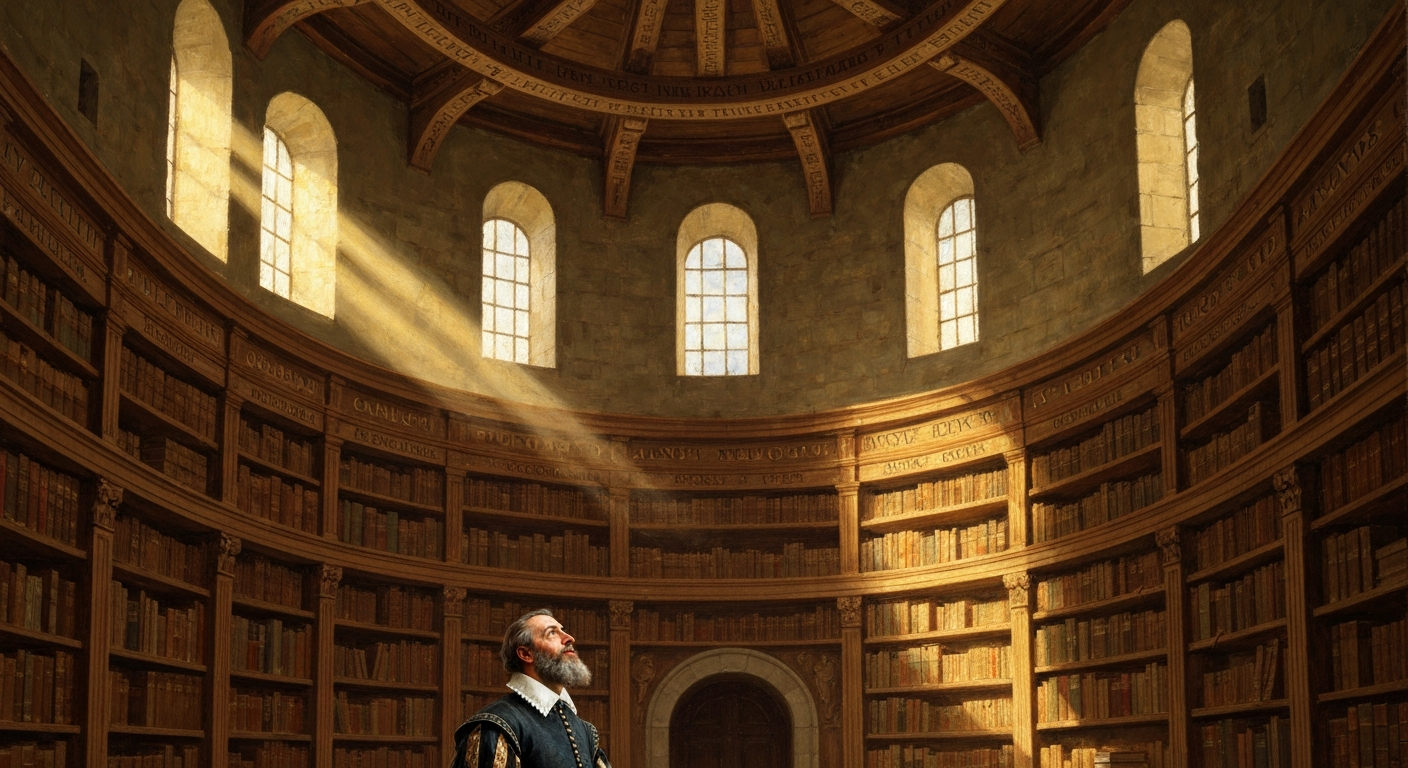 그는 천장에 '나는 아무것도 모른다'고 새겨놓았다