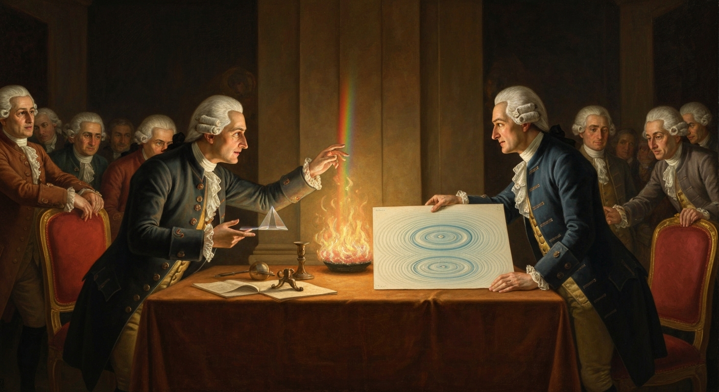 1704년 뉴턴의 《광학》이 그의 파동설을 유럽에서 지워버렸다