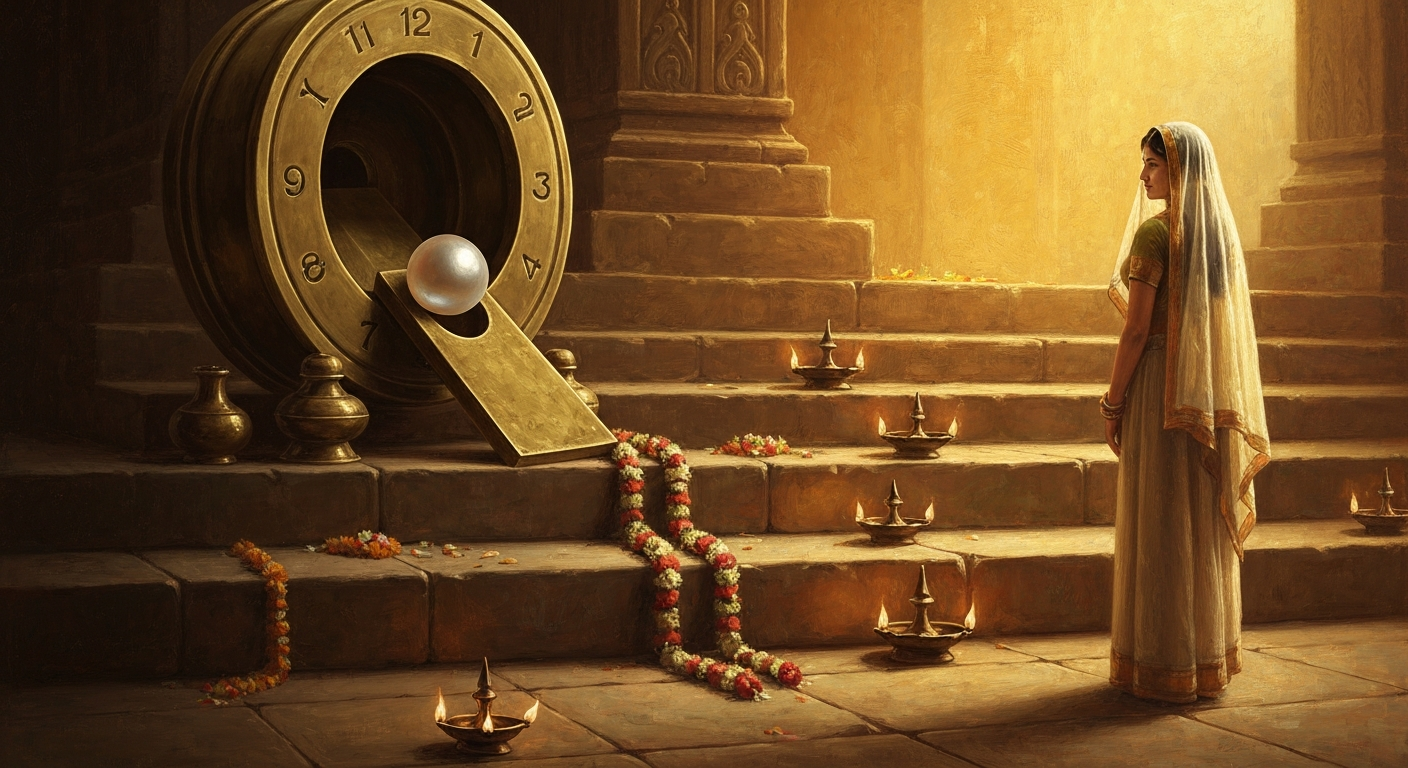 진주 하나가 물시계 구멍에 끼면서 결혼식은 사라졌다