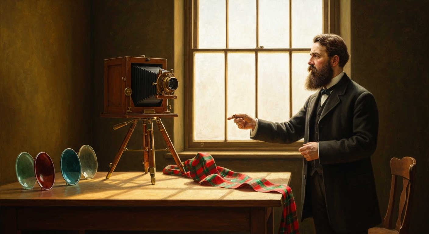 1861년, 물리학자가 카메라 앞에 스코틀랜드 타탄 리본을 놓았다