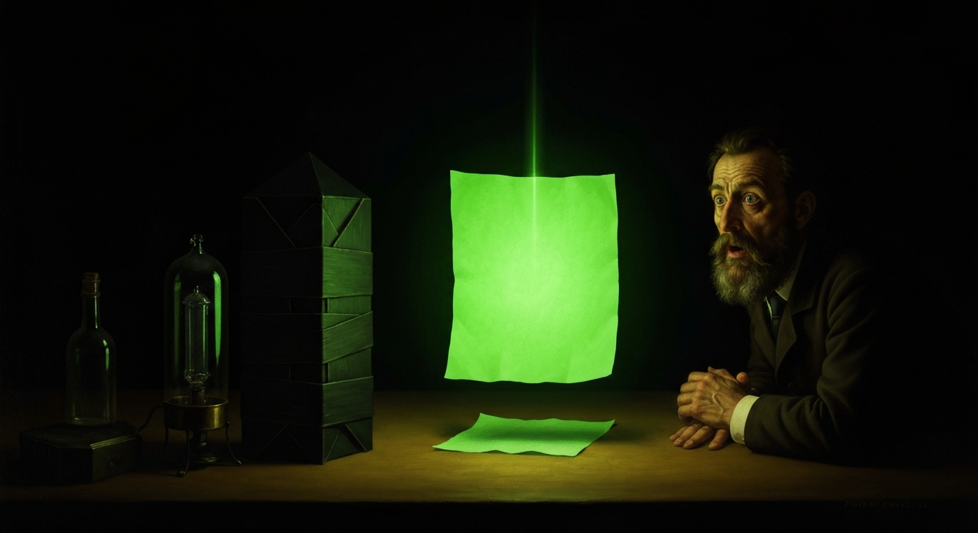 검은 마분지를 뚫고 나온 초록 빛