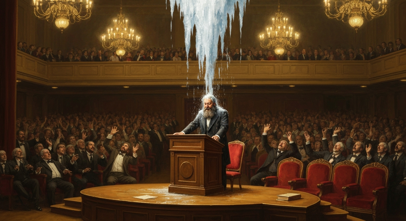 1978년 학술대회에서 청중이 윌슨의 머리 위로 얼음물 한 양동이를 쏟아부었다