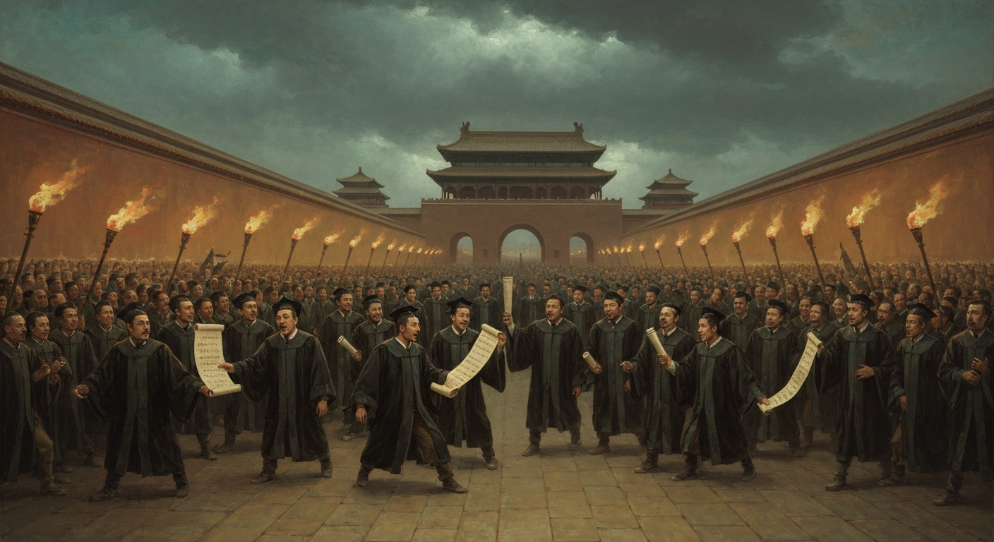 1895년 과거 수험생 1,200명이 패전에 분노해 황제에게 집단 청원서를 올렸다