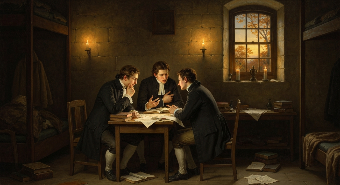 1790년대 초 튀빙겐 기숙사 한 방에 셸링, 헤겔, 횔덜린이 함께 살았다