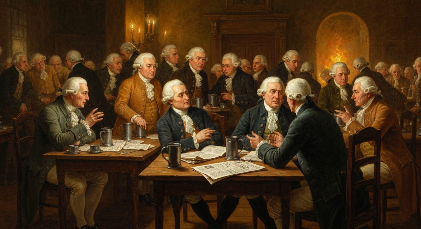 18세기 런던 커피하우스에서 귀족과 상인이 같은 자리에서 정치를 토론했다