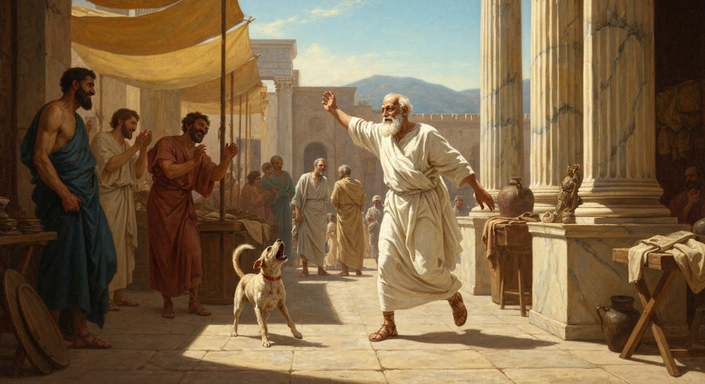 판단 보류를 가르친 피론이 개 한 마리에게 도망쳤다