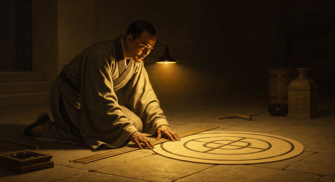 대나무 막대기 하나로 원의 끝을 쫓아 소수점 일곱 자리에 닿았다