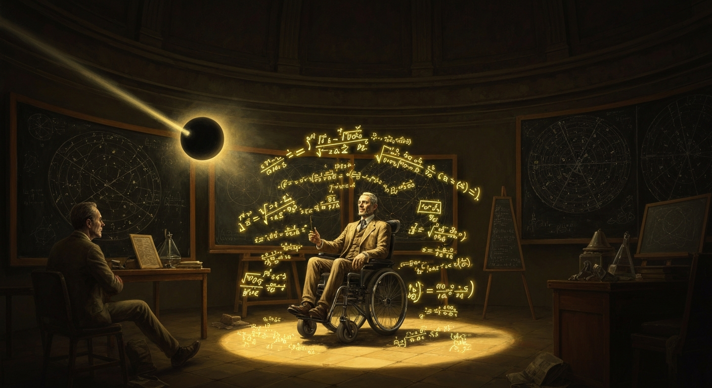 휠체어에 앉아 계산만으로 '블랙홀도 사실은 빛을 내뱉고 있다'는 걸 알아냈다고?