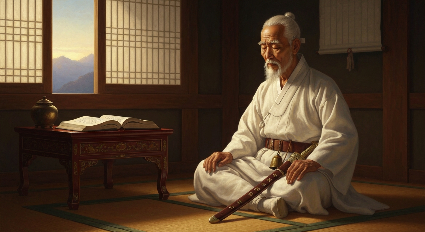 허리에는 방울, 옆에는 칼을 두고 공부했다