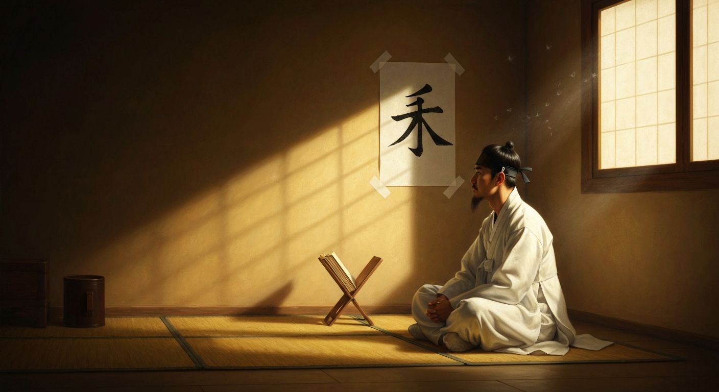 벽에 하늘 천 한 글자를 붙여놓고 여러 해를 응시했다