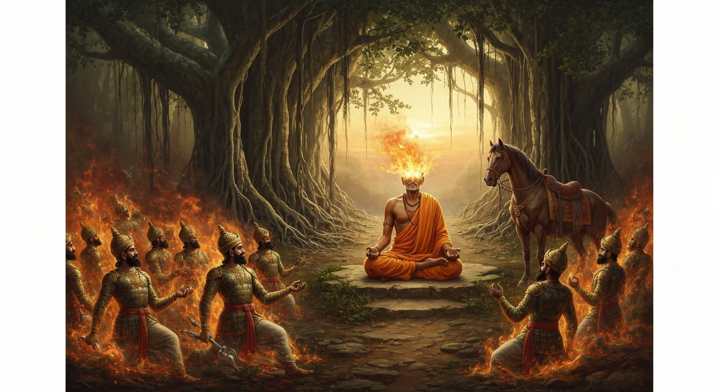 명상을 방해한 왕자 6만 명이 재가 된 아침