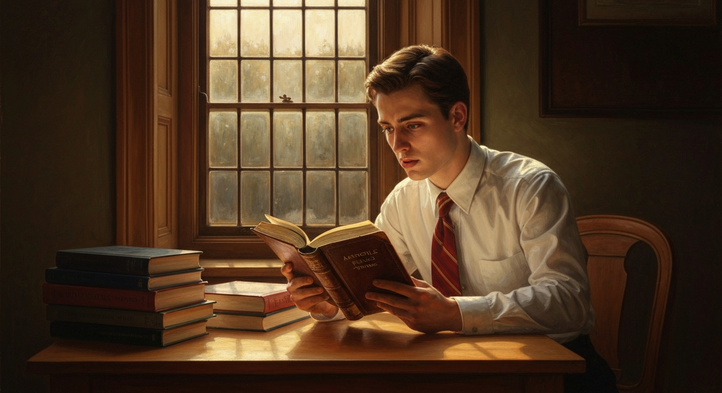 1947년 여름, 그는 아리스토텔레스 앞에서 멈췄다