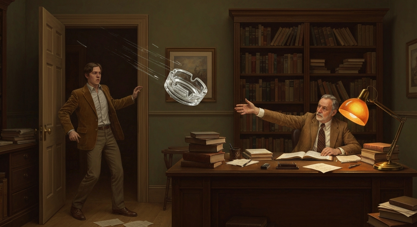 1972년 프린스턴, 재떨이가 대학원생의 얼굴을 스쳤다