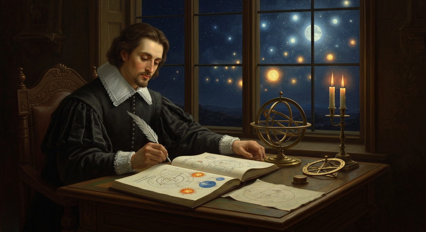 1584년 런던에서 그는 별이 태양이라고 책에 썼다