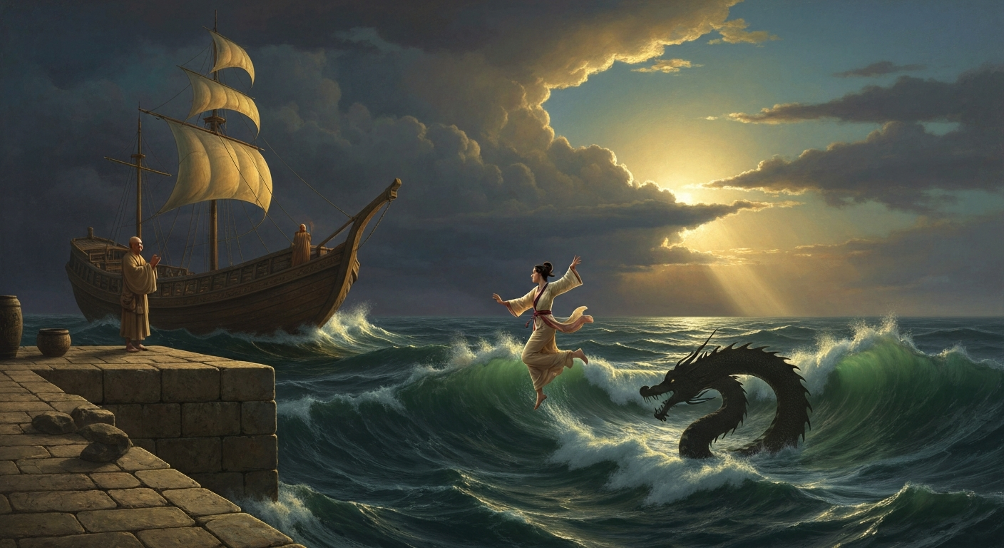 당나라 여인 선묘가 바다에 몸을 던졌다