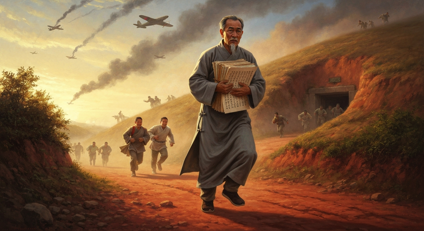 쿤밍 방공호에서 원고 뭉치를 들고 뛰었다