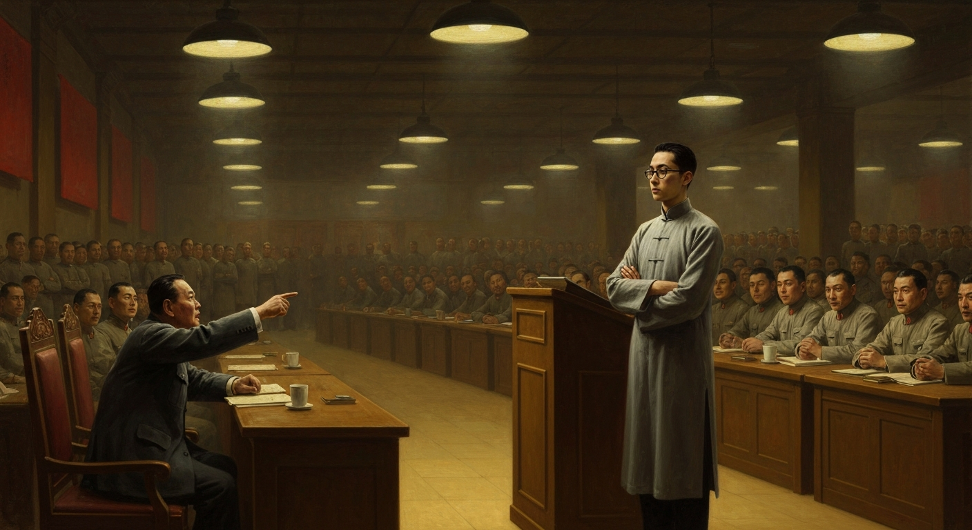 1953년 중난하이, 마오쩌둥이 그를 가리키며 '반동분자'라고 외쳤다