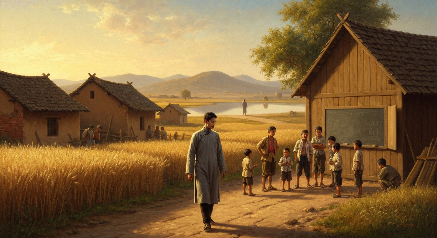 아버지는 호수에 몸을 던졌고, 아들은 산둥 시골로 들어갔다