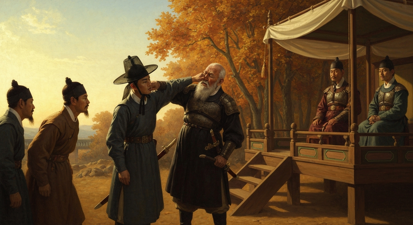 문신 한뢰가 늙은 대장군의 뺨을 후려쳤다