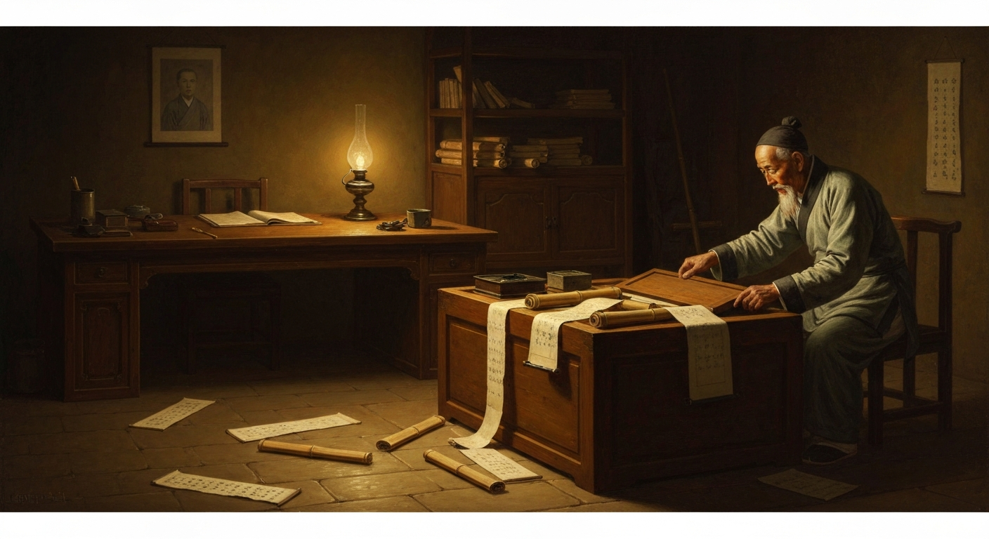 향수의 미완성 원고가 곽상의 서재에서 다시 나타났다