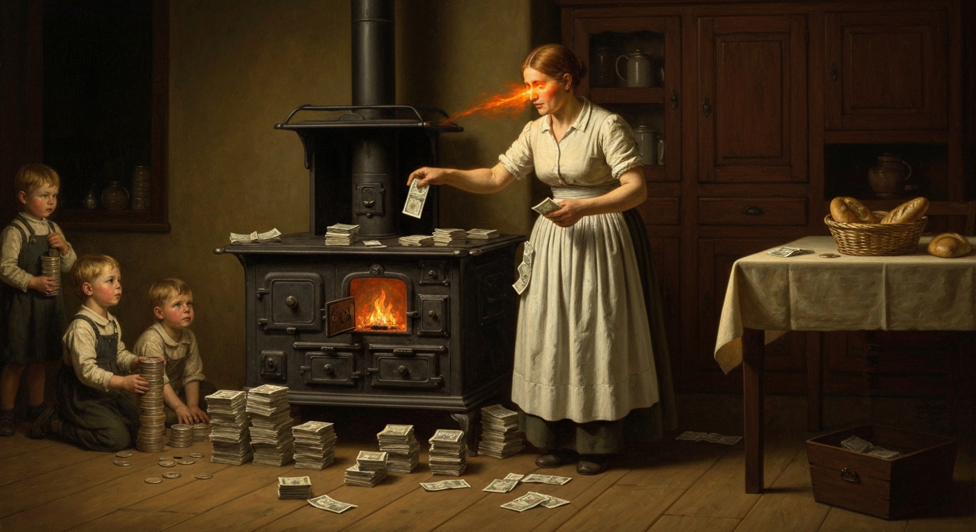 독일 주부들은 돈다발로 난로에 불을 지폈다