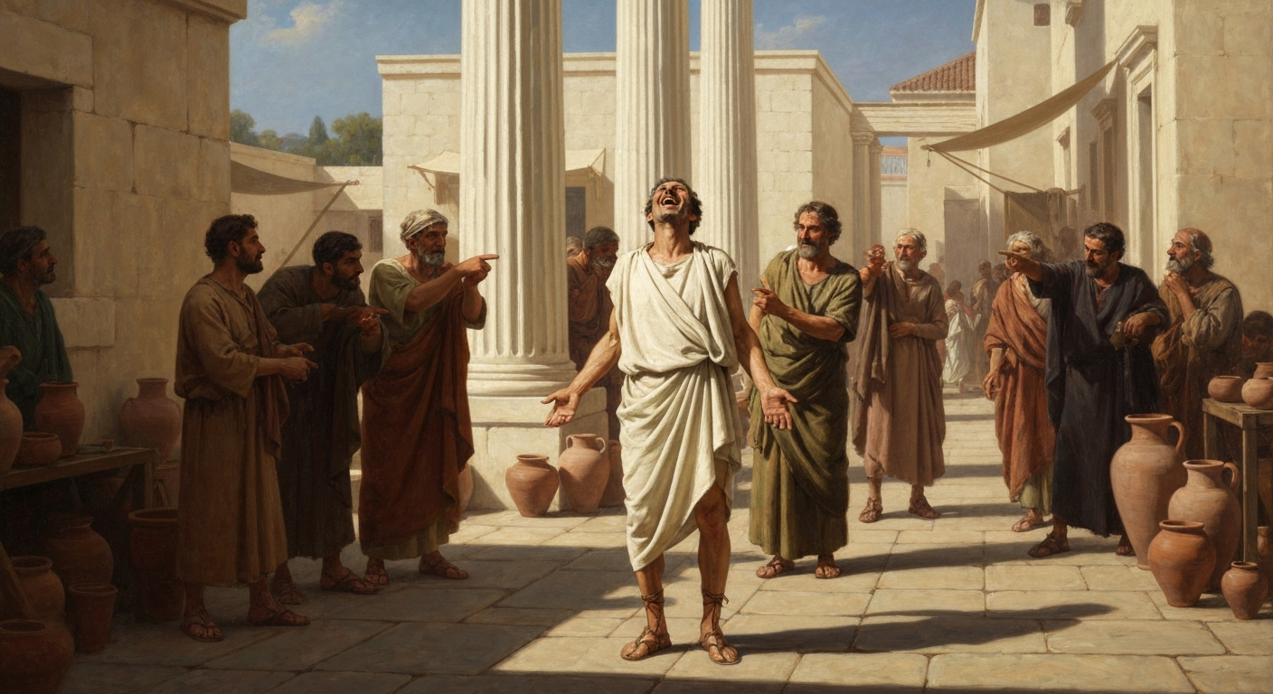 데모크리토스는 매일 웃다가 미친 사람 취급을 받았다