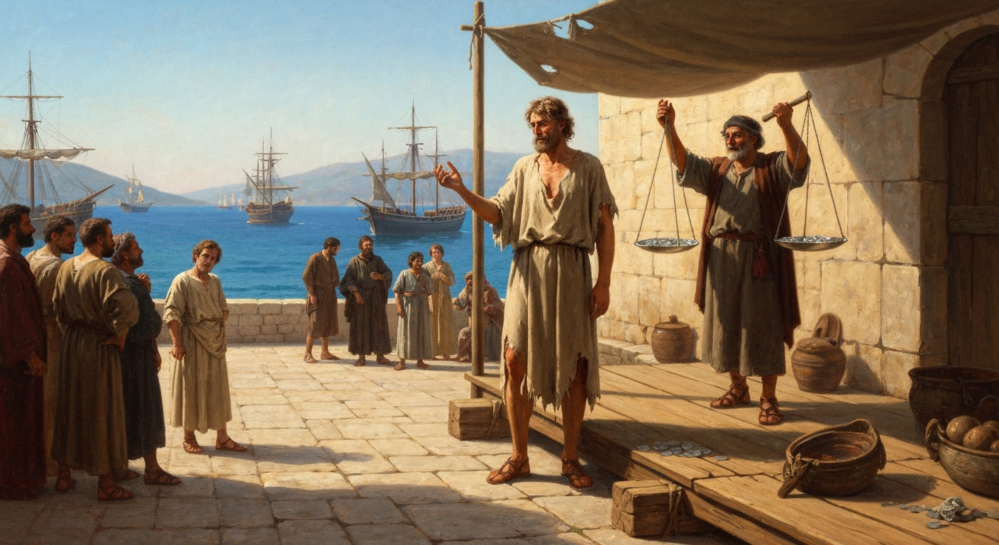 플라톤은 노예 시장에서 20므나에 팔렸다