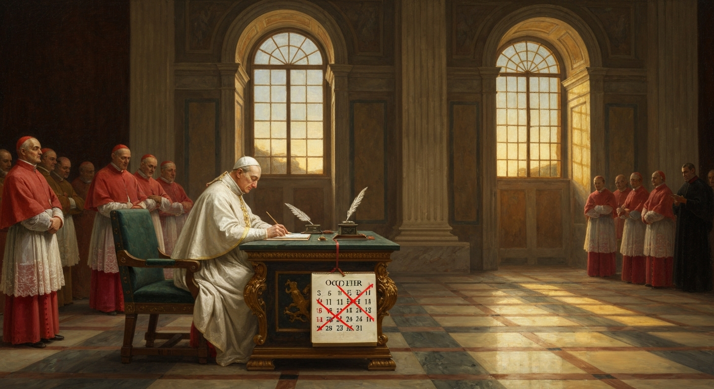 교황 그레고리오 13세가 1582년 10일을 지웠다