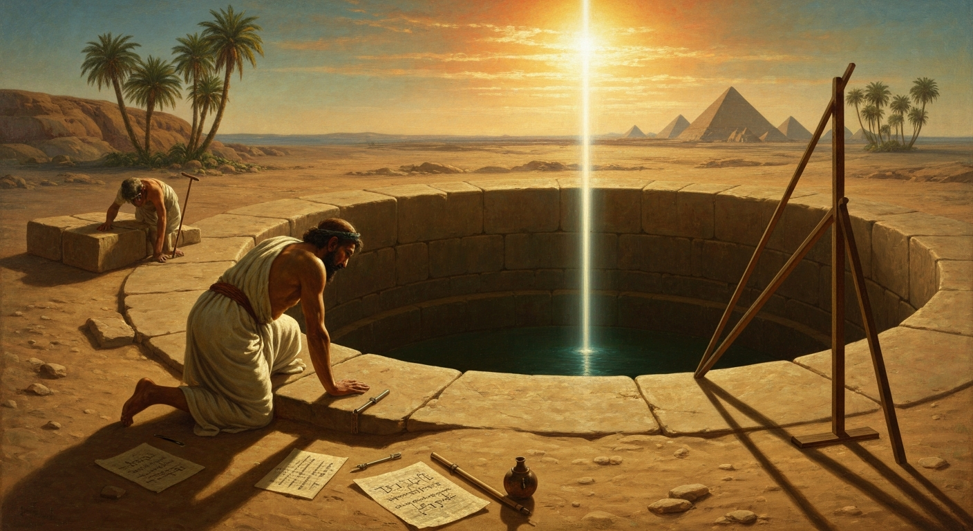 그는 우물 속 빛으로 지구를 쟀다