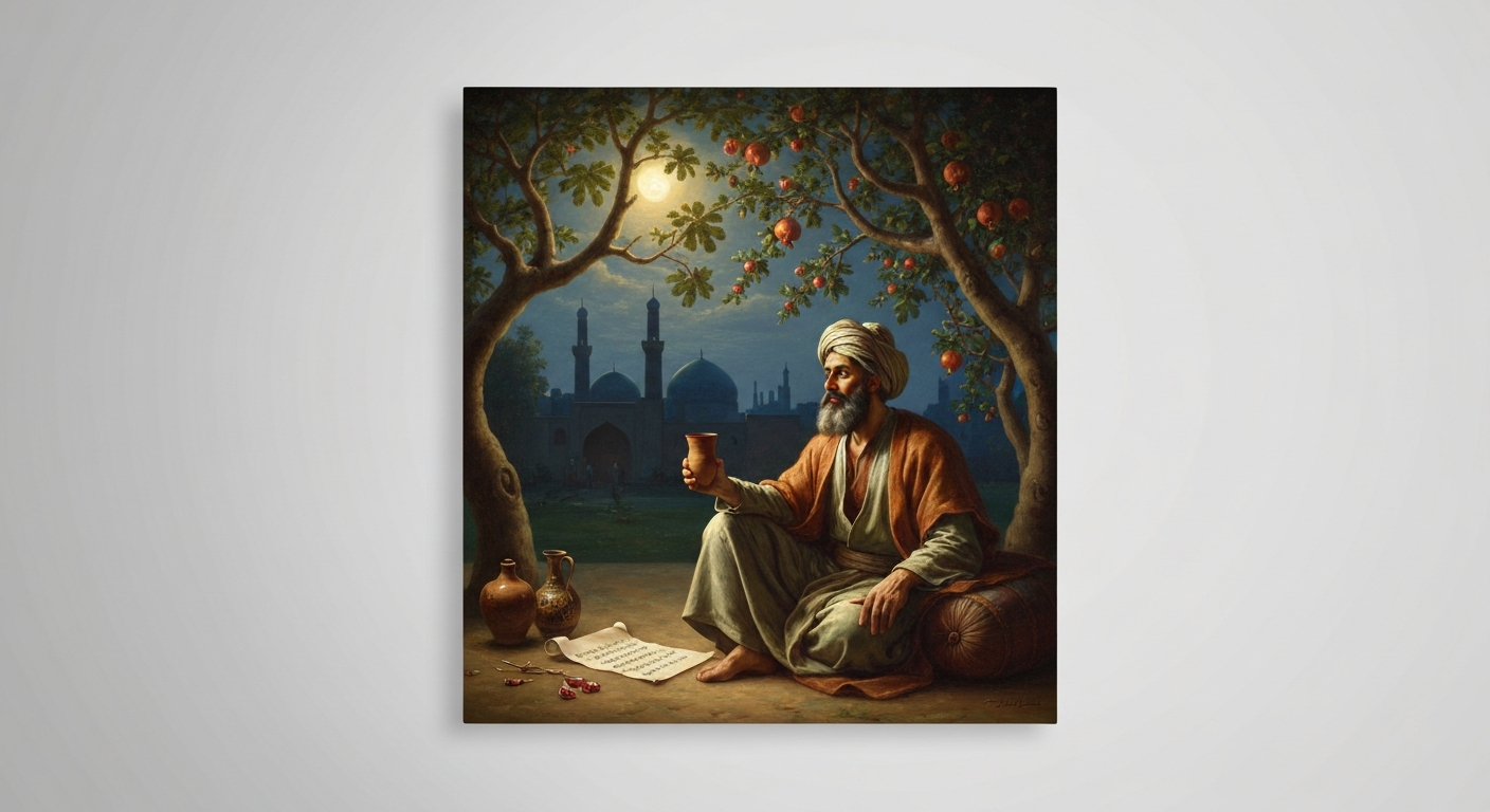 수학자 하이얌이 의심과 술을 4행시로 적었다