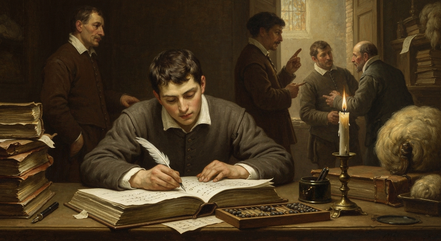 스테빈은 30대까지 분수와 씨름하던 회계사였다