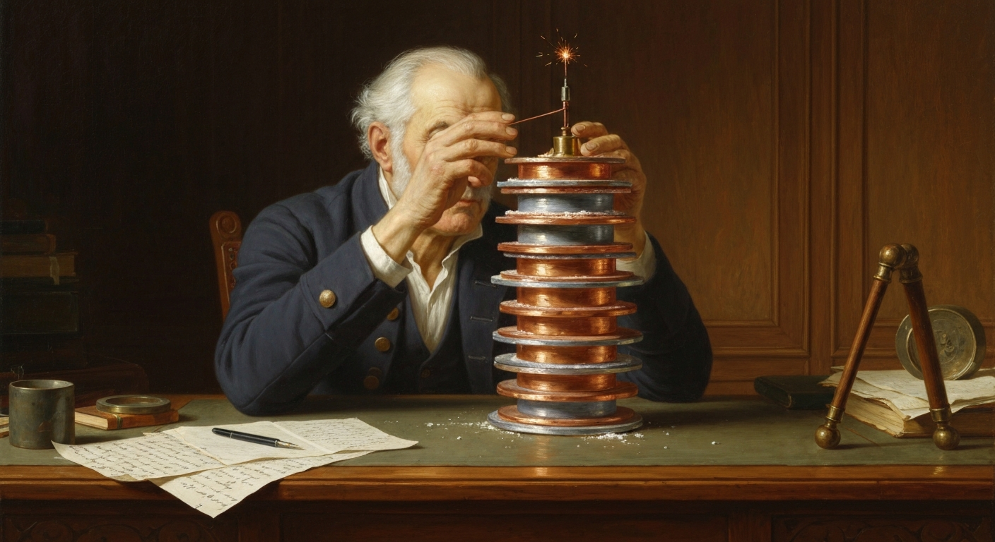 볼타는 금속 두 장만으로 친구를 반박했다