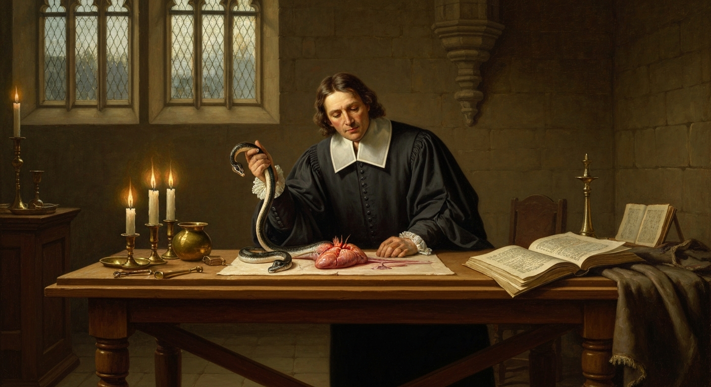 왕실 주치의가 살아있는 뱀의 심장을 손에 쥐었다