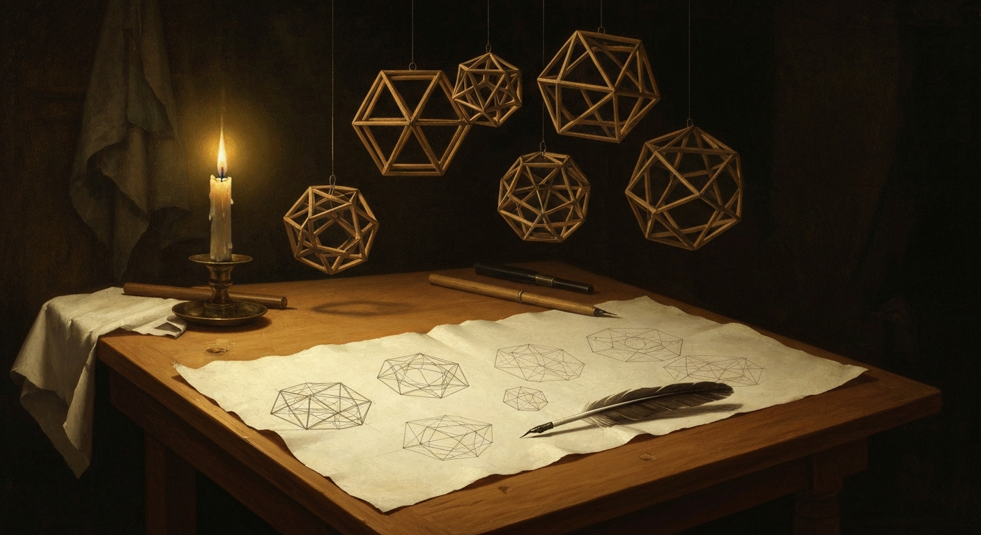 다빈치는 파치올리의 기하학 책에 다면체 60개를 그렸다